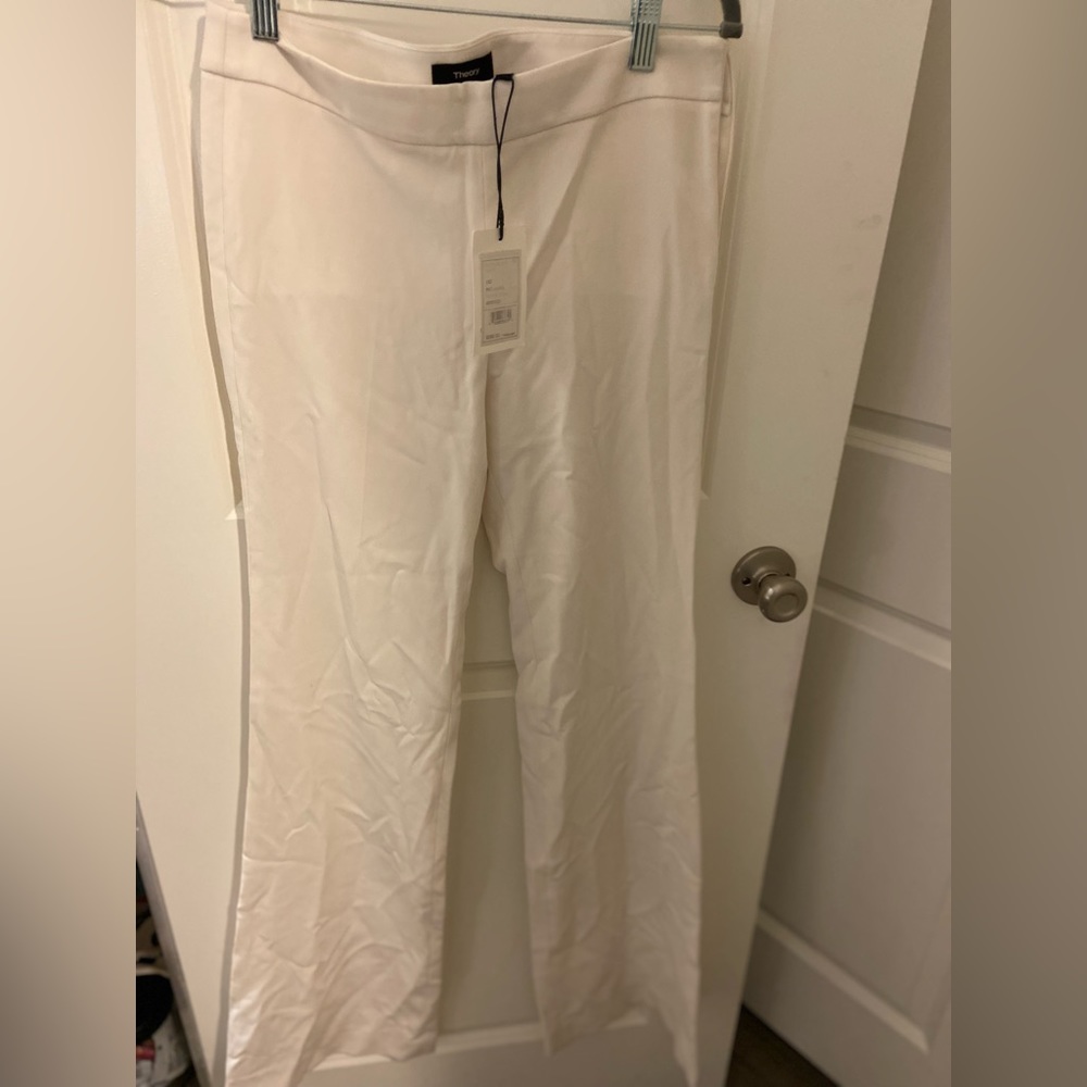 Theory Slight Flare Pants Long Cream Off White